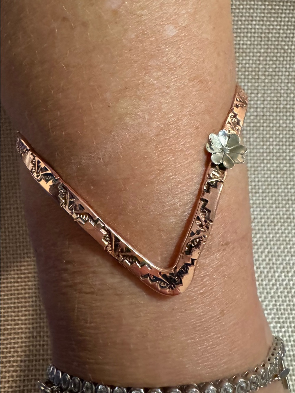 Native American Copper Chevron Cuff Bracelet - Picture 8 of 8